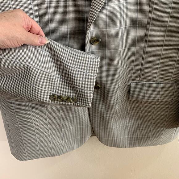 Joseph & Fiess Gold Sz 44R Men's Classic Fit Glen Plaid Blazer Jacket Gray - Picture 7 of 10